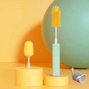 แปรงซิลิโคนไฟฟ้า แปรงล้างขวดนมซิลิโคน 2in1 ขนแปรงซิลิโคน ชุดแปรงทำความสะอาด หมุนได้ 360 องศา แปรงล้างแก้ว หัวแปรงฟองน้ำ