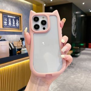 Ốp Lưng Điện Thoại Viền Tai Mèo Dễ Thương Hình Hoạt Hình Dành Cho iPhone 17 pro air 16 15 pro Max 14 13 12 11 8 7 XSMAX Trong Suốt Màu Trơn Chống Sốc Bảo Vệ Nhựa Acrylic