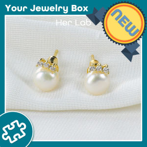 Her Lab Jewelry | Thời trang Hàn Quốc 5A lớp bông tai ngọc trai nước ngọt chính hãng ngọc trai tự nhiên sterling bạc cao cấp bông tai nhỏ và cá nhân Bông tai dát Zircon với hộp quà tặng