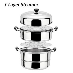 【SG Stock】Steamer Cooker Steamer Pot 2/3 Layer Stainless Steel Steam Cooking Stainless Steel Pot 不銹鋼蒸鍋