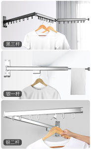 《SG Stock》Wall mount fordable Extensible clothes hanger clothes rack entrance balcony save space Invisible Aluminum alloy