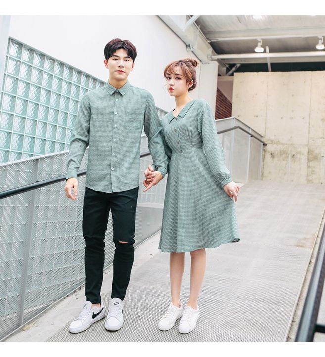 Áo đôi nam nữ - Set áo váy sơ mi cặp couple màu đỏ, màu xanh đen Hàn Quốc  couple AV80 (có ảnh thật) | Shopee Việt Nam