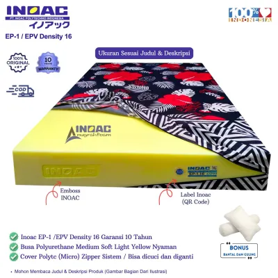 Kasur Busa INOAC 200 Cm X 180 Cm EPV Density 16 Garansi 10 Tahun Bonus Bantal & Guling