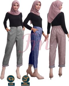 Femme Ols- Celana Linen Srub Korea Premium High Quality