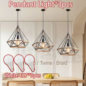 Pendant Light Retro Industrial Hemp Rope Drop Light American Country Hanging Lamp Bulb Shape Ceiling Light Iron Lampshade for Living Dinning Room Bedroom Bar Cafe Counter Decorative Lighting