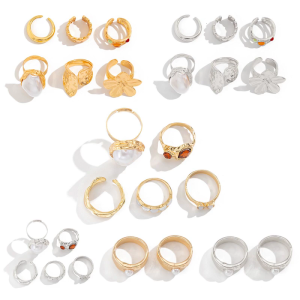 Stylish Flower Rings Set With Pearls Portable for Stacking and Making Statement Pieces In Any Outfits Casual Wear