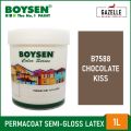 Boysen Color Series Permacoat Semi-Gloss Latex Chocolate Kiss B7588 Acrylic Latex Paint - 1L. 