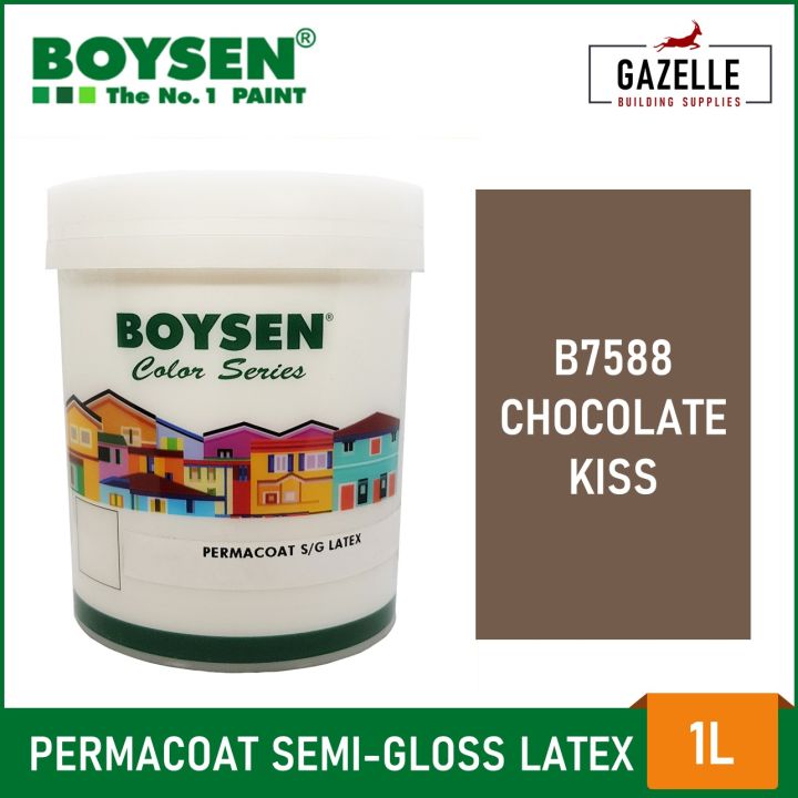 Boysen Color Series Permacoat Semi-Gloss Latex Chocolate Kiss B7588 Acrylic Latex Paint - 1L