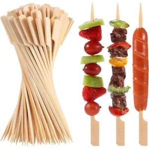 200pcs Bamboo Skewers BBQ Stick with Handle: High-Quality Disposable Bamboo Sticks
