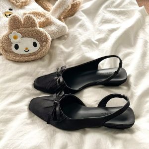 [Free Shipping] WomenS 2026 Summer New Style Square-Toe Wedge Sandals With Ruffled Bow And Open Back