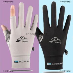 [COD] zhangyuqing Summer Sunscreen Gloves Women Thin Ice Silk Anti-ultraviolet Dew Finger Touch Screen Driving Riding Non-slip Breathable Gloves
