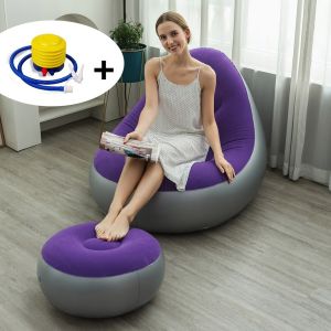 【ร้านไทย จัดส่งภายใน 24 ชั่วโมงใ】 โซฟาเป่าลม ชุดโซฟาเป่าลม ที่นั่งเป่าลม พร้อมที่วางเท้า ได้ครบเซ็ท เก้าอี้และที่วางเท้า สามารถพับเก็บได้ พกพาสะดวก