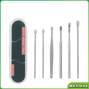 Nexlent 6pcs/set Portable Stainless Steel Ear Cleaning Brush Wax Remover Curette Ear Cleaner