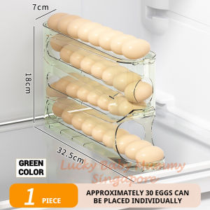 【DAILY ESSENTIAL】 Auto Rolling Egg Storage Rack | Multi-Layer Egg Holder | Transparent Large Capacity Egg Rack