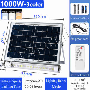 【 BUY1 TAKE1 】3 color solar light Tube Ceiling lights LED lamp 1000W 600W 300W  Daylight White led outdoor waterproof IP67 with Panel Charged Lamp Yard Hiking Tent Fishing Camping Indoor Automatic Energy Saving COD 10 year warranty
