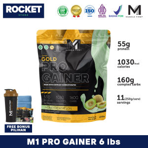 M1 MUSCLE FIRST Gold Pro Gainer 6 LBS 6LBS with Complex Carbs - Susu Mass Gainer dengan Whey Protein