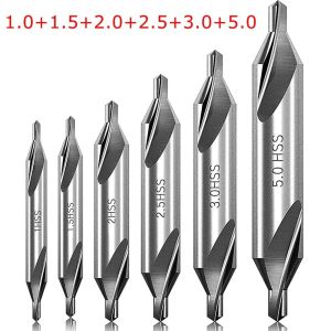 LZHDP 5/6Pcs Kim loại Mũi khoan trung tâm Góc 60 độ Lỗ hình nón Khoan mũi khoan Đa chức năng Hệ mét Khoan trung tâm kết hợp Dụng cụ đục lỗ