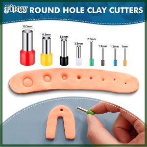 Fitow 8 Pcs 8 Sizes Polymer Clay Cutter Molds Hole Punches Tool Set DIY Polymer Clay Earrings Making Craft Handmade