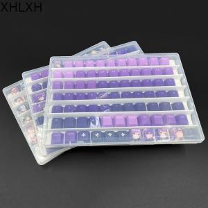 XHLXH Dustproof PC Keycaps Storage Box with Paper Dividers 77 1U Keys Keycaps Package Organizer High-quality Space-saving Clear Keycaps Case Mechanical Keyboard