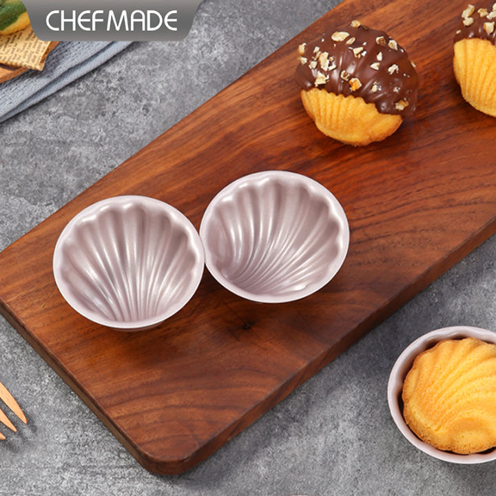 CHEFMADE Mini Madeleine Cake Pan Set, 3-Inch 4Pcs Non-Stick