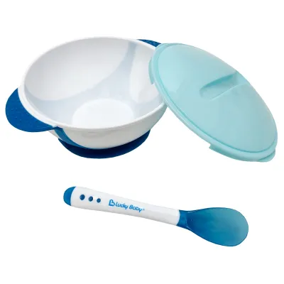 Lucky Baby Groomy Suction Bowl with Heat Sensitive Spoon (2 Colour Option