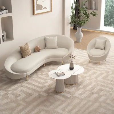 [CozyNest ]Modern Curved Boucle Sofa Living Room Sofas 2 Seater 3 Seater 4 Seater Sofa Fabric Sofa Small family Sofa