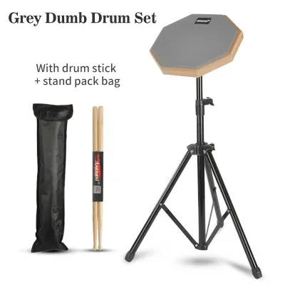 Minsine 8 Inch Rubber Wooden Dumb Drum Practice Set Drum Pad Jazz Drums Exercise Beginner Practice Training Drum Pad with Bold bracket