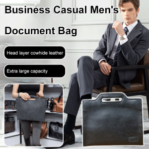 Crazy Horse Leather Mens Casual Business Briefcase Stereotyped Handbag Crossbody Bag Shoulder Bag