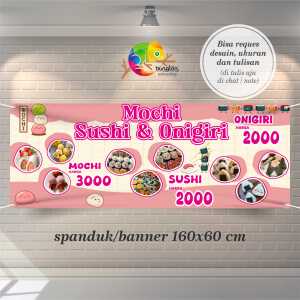 CEtak Spanduk Banner Mochi Sushi Dan Onigiri