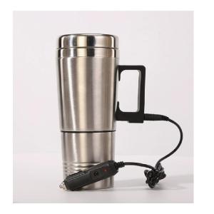 【WESDFDG】ถ้วยทำความร้อนในรถยนต์ กาต้มน้ำในรถยนต์ 12V/24V พกพา กระติกน้ำร้อนไฟฟ้า สแตนเลส แบบถอดได้ ความจุ 450 มล. อุ่นเครื่องดื่มได้ทุกที่ กาต้มน้ำไฟฟ้ารถยนต์