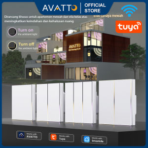 AVATTO Tuya WIFI Smart Light Switch saklar lampu Dengan Kontrol Aplikasi Lampu Ambient Bekerja /saklar dinding aesthetic New Blade Series  Smart home