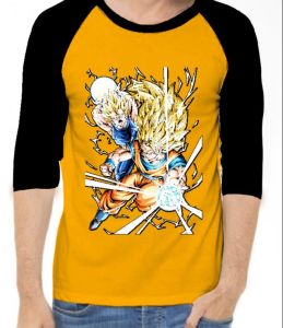 KAOS RAGLAN PRIA WARNA DRAGN BALL DTF\ KAOS RAGLAN PRIA LENGAN 3\4 ATASAN PRIA / KAOS MURAH / KAOS DISTRO / KAOS SIMPLE / T-SHIRT PRIA