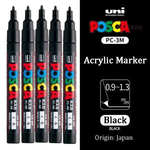 Japan Uni POSCA Marker Pen Set Acrylic Graffiti Drawing Permanent Waterproof Childrens Drawing PC-3M/1M/5M Fabric Art Supplies2025