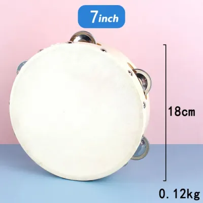 ANIMAL 4/6/7/8/10inch Hand Tambourine Sheepskin Drum Skin Wooden Handheld Drum Educational Musical Toy Drumming Toy Tambourine Musical Instruments