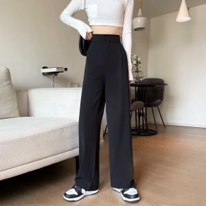 MANNASU Plus Size S~6XL Womens High-waisted Wide-leg Pants Straight-leg Loose Suit Pants