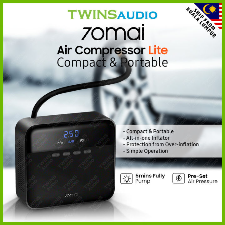 70mai Air Compressor Lite 12V Car Tire Air Compressor Builtin Pressure