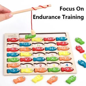 Fishing Toys For Kids Magnetic Fishing Game ABC Letter Number Puzzle Wooden Toys Gift For Kids