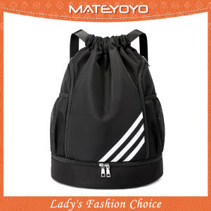 MATEYOYO Drawstring Backpack Bag Outdoor Waterproof Gym Backpack Sports Yoga Gym Swim Bag Nylon Fiber String Backpack for Kids Men Women With Shoe Compartment