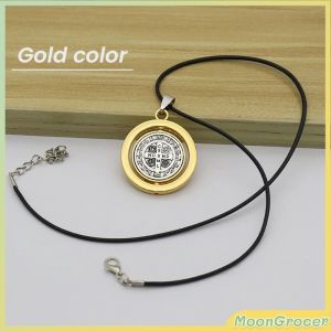 M.G. St. Benedict Rotating Necklace Metal Cross Necklace Small Gift Accessories
