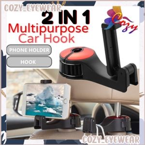 2 in 1 Universal Car Hook Mobile Phone Holder Hidden Bracket Multi-function Hanger Vehicle Car Backseat Headrest Mount
