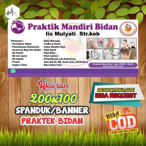 Spanduk Banner Size 200x100 Cm PRAKTEK BIDAN Free Custom Design Dan Ukuran