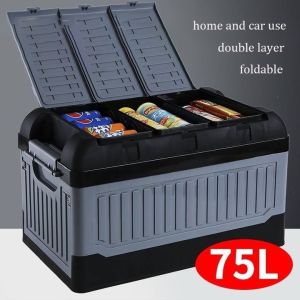 Multifunctional Storage Box Foldable Organizer Foldable Storage Box Organizer Double Layer Home and Car Use 42L/75L