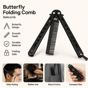 Butterfly Hair Comb Foldable Practice Combs Stainless Steel Metal Shape Portable Practice Combs Tool