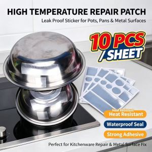 10pcs/Sheet Pot Bucket Crack Repair Sticker for Stainless Steel Aluminum Foil Adhesive Tape