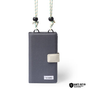 Wallts New Delmont Charcoal Cream - Dompet Handphone Kanvas Anti Air Wanita