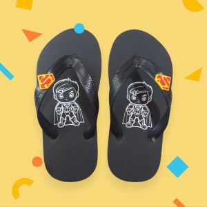 Sandal Sendal Jepit Japit Anak-Anak Laki-Laki Cowok SUPERMAN Polos Hitam