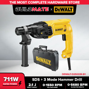 Buildmate x DEWALT 22mm SDS+ 3-Mode Hammer Drill | 711W 2.1J Impact 0–5680 BPM D25033K-B1