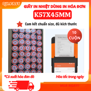 [10 cuộn] Giấy In hóa đơn K57x45 -Giấy In Nhiệt K57 Cho Máy Pos cầm tay Now/ Grab / Goviet 57x45 máy cầm tay quẹt thẻ ngân hàng