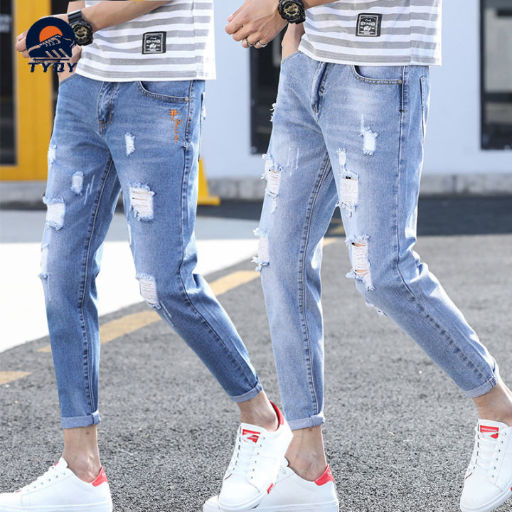 Boys Fashion Jeans Skinny Slim Fit Washed Denim Long Pants - Temu