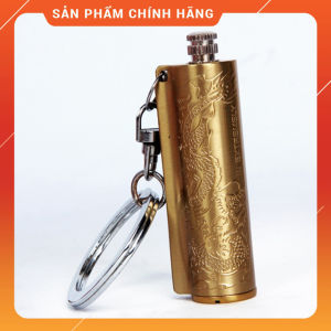 Hộp Quẹt Bật Lửa Kiêm Móc Khóa Diêm Xăng Chạm Rồng Thiết Kế Nhỏ Gọn Tiện Lợi Họa Tiết Khắc Tinh Xảo Sang Trọng - Dùng Xăng Bấc Đá Cao Cấp